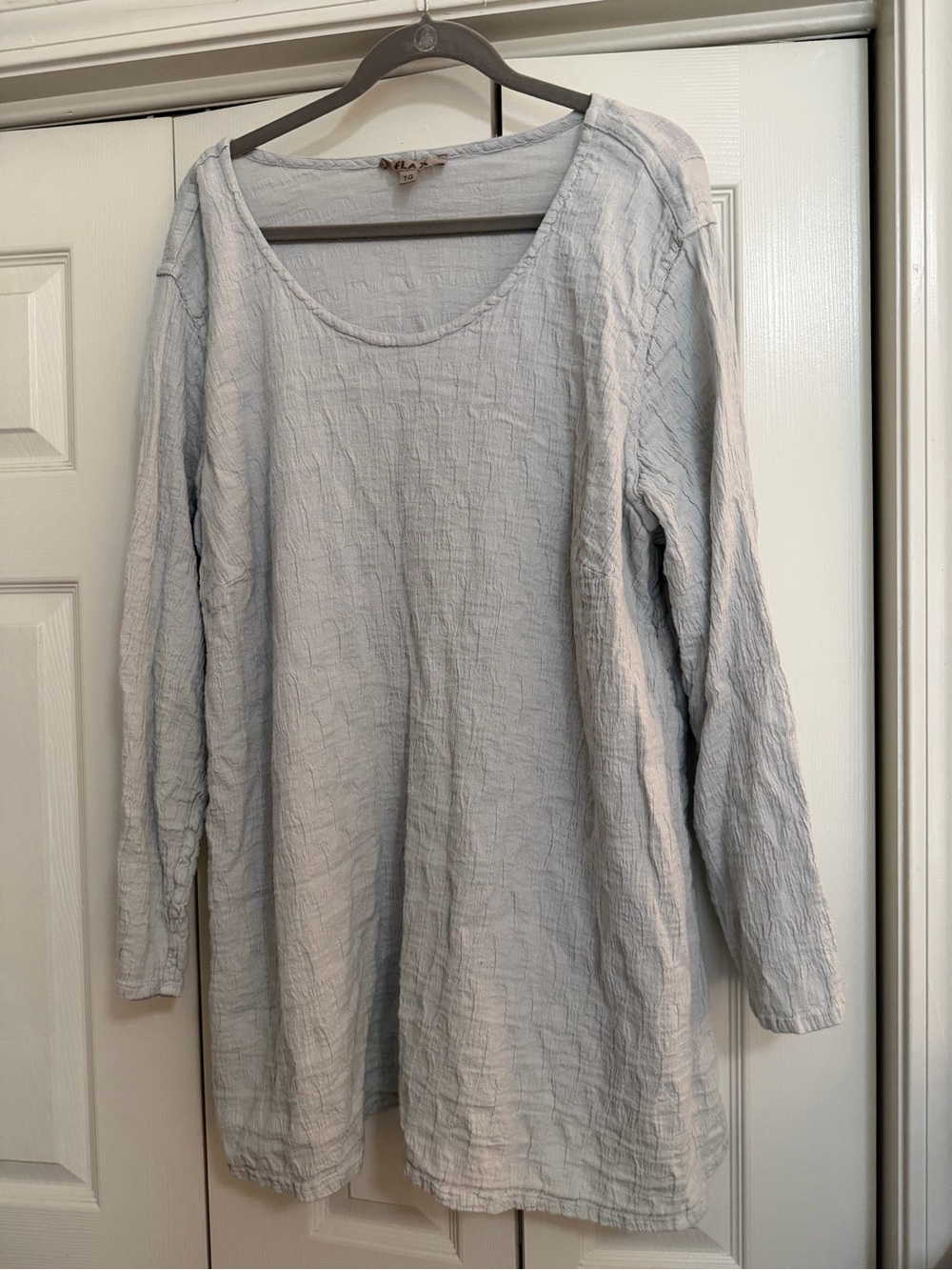 Flax Pale Blue Long-Sleeve Cotton Tunic